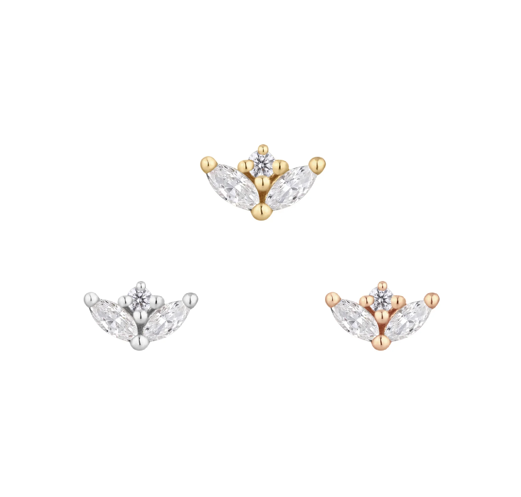 Buddha - Pur Cz - 14k Gold - Threadless Flat-back