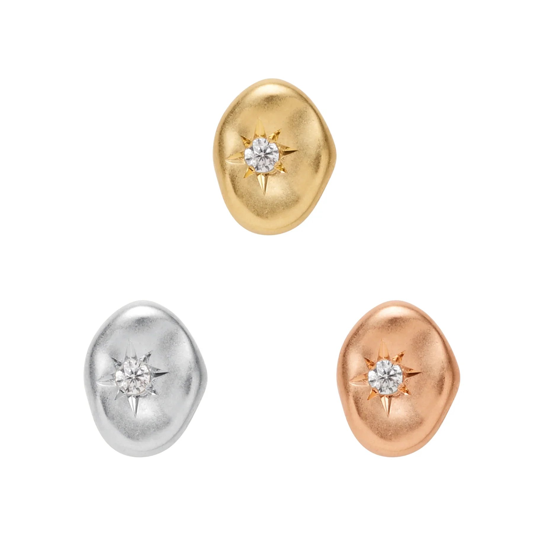 Buddha - Lover Cz - 14k Gold - Threadless Flat-back