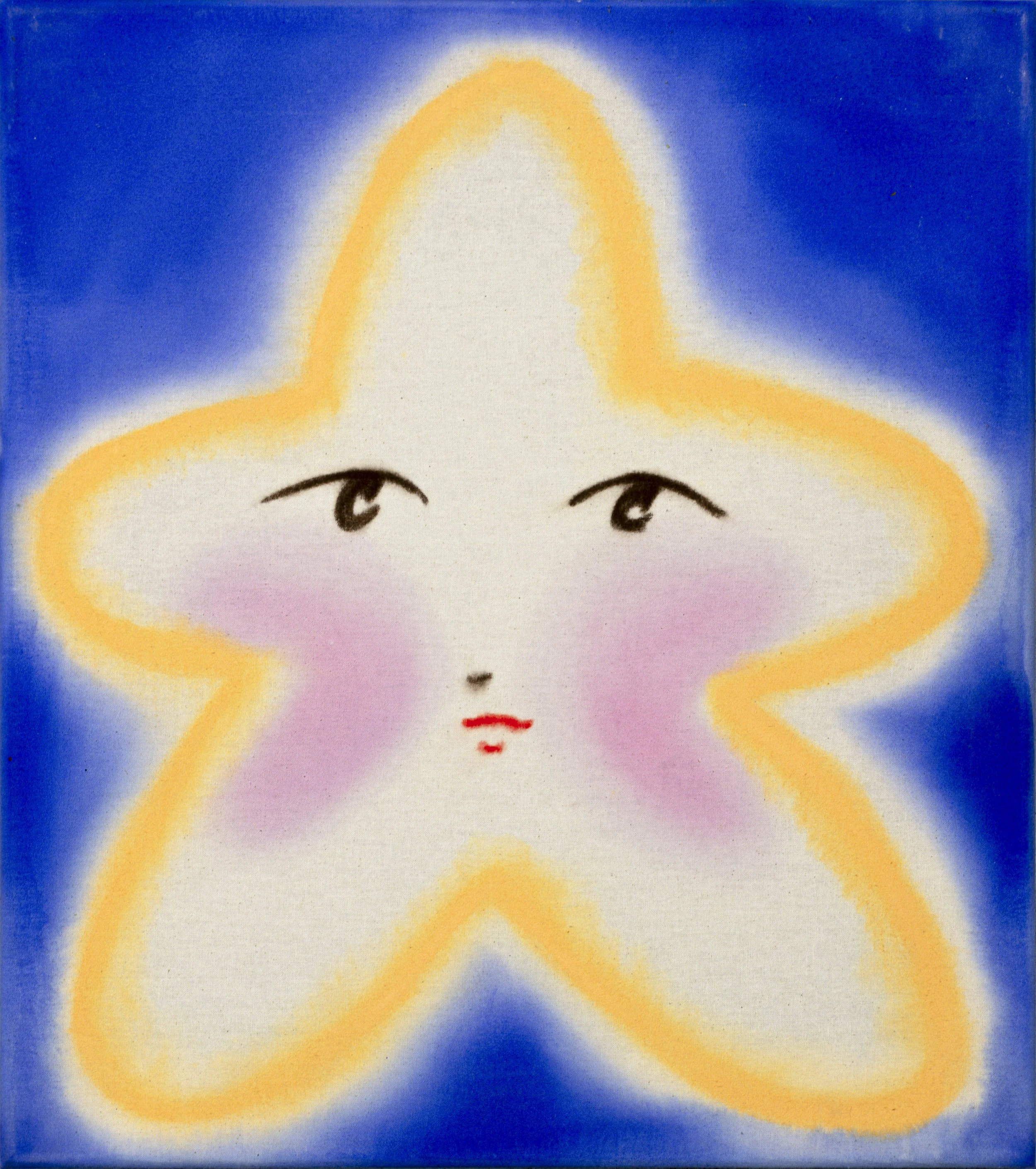 Painting of a star with face.