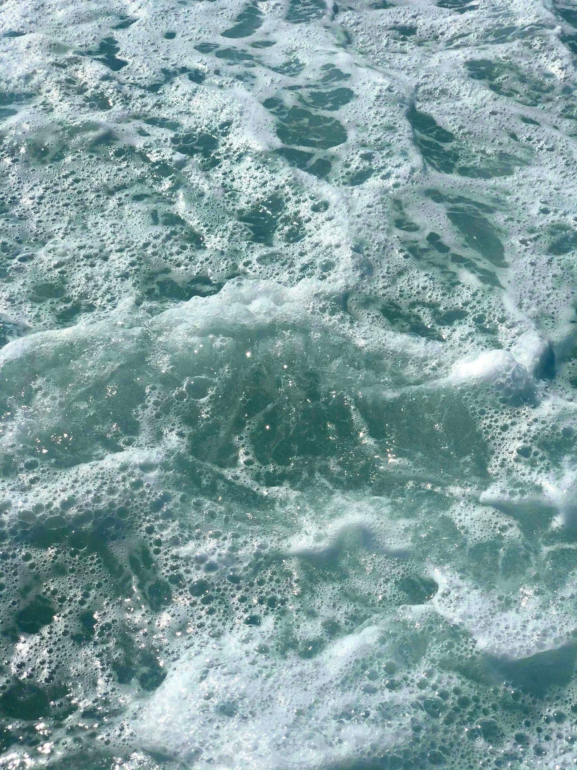 Bubbles floating on the ocean
