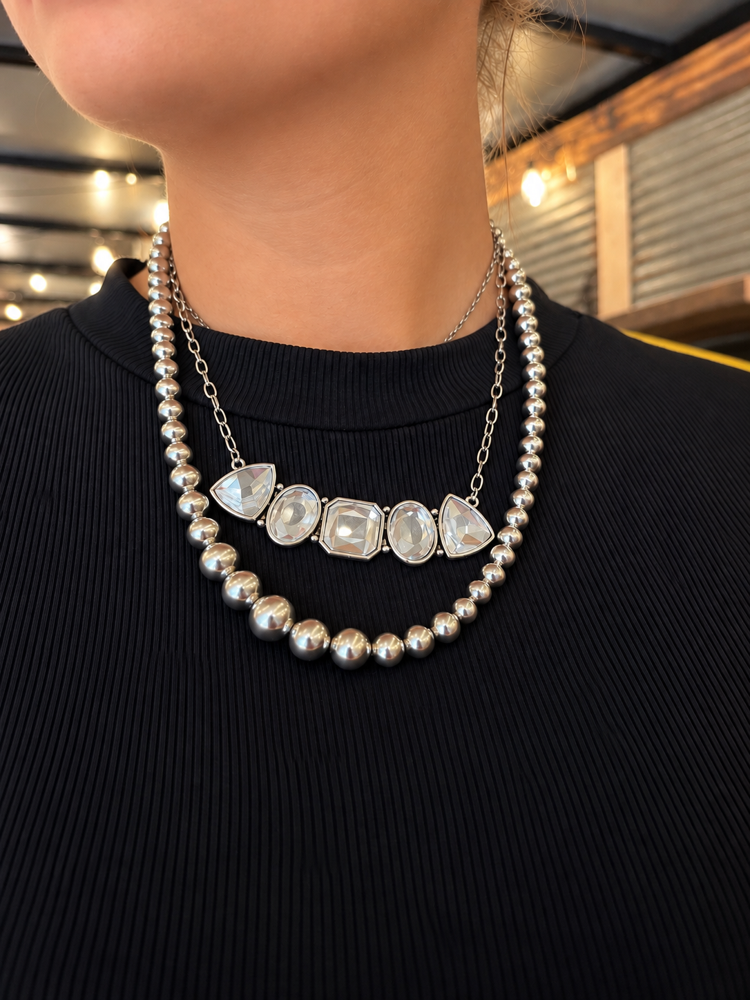 Stacking 5 Bar Diamond Necklace