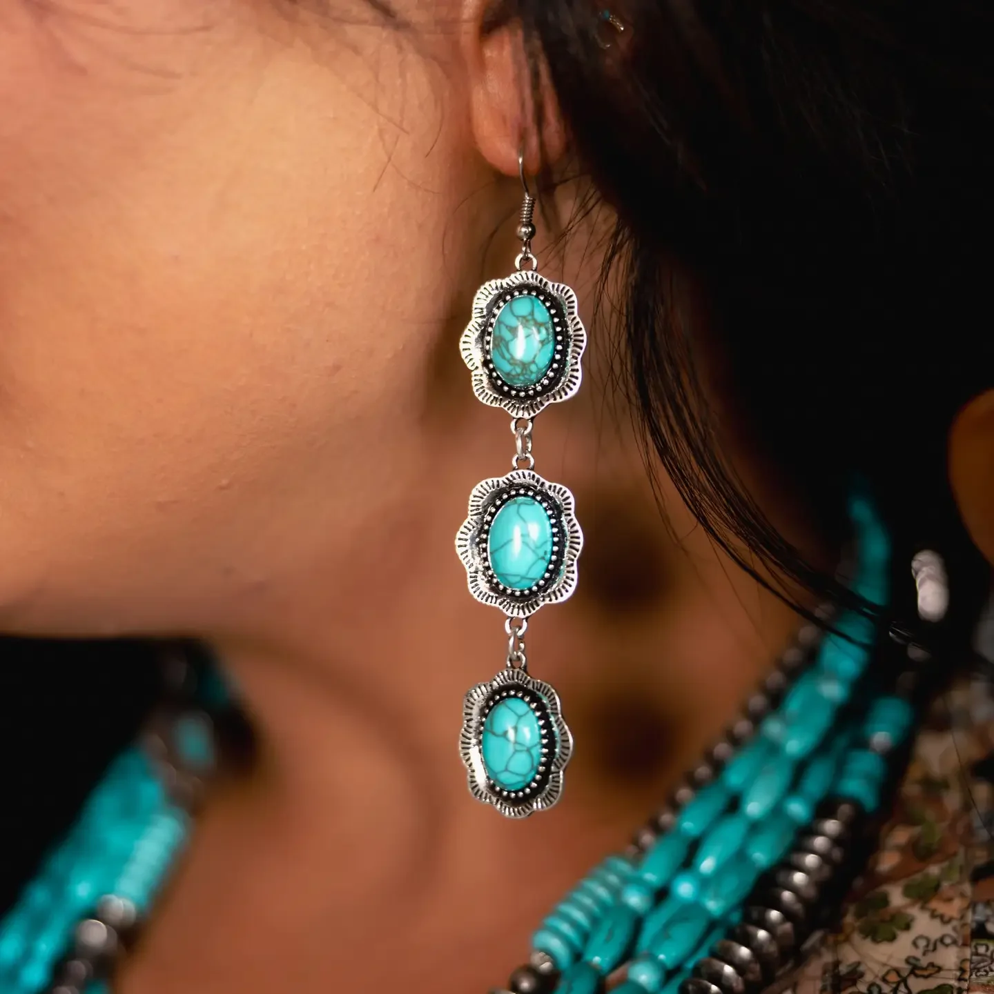Western 3 tier turquiose