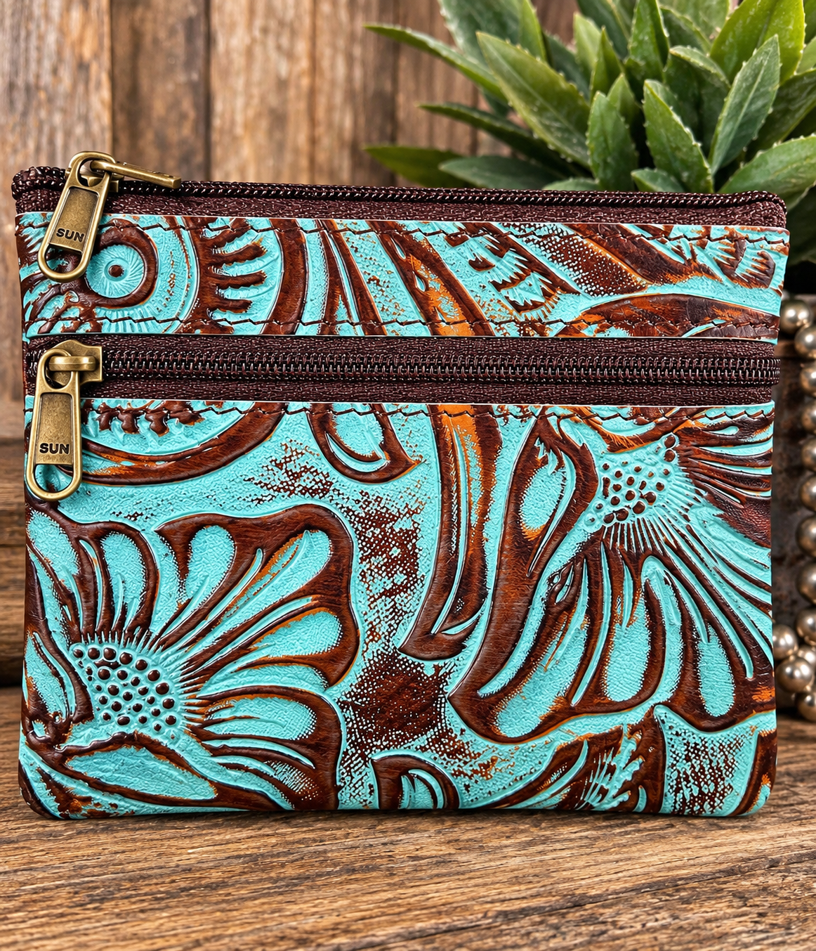 Embossed Leather Coin Purse