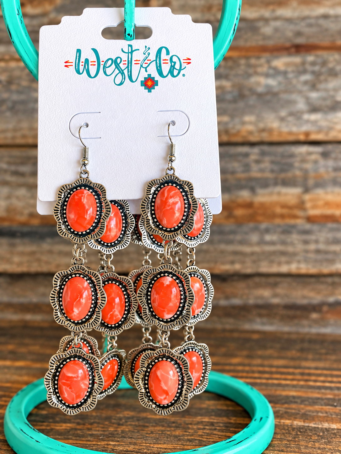 Western 3 tier coral earring