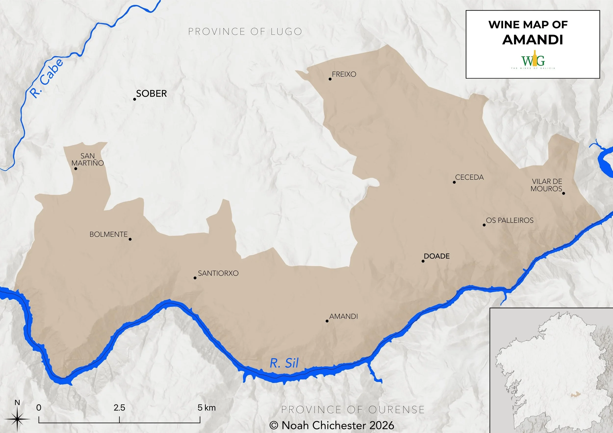 wine map of amandi subzone of ribeira sacra do
