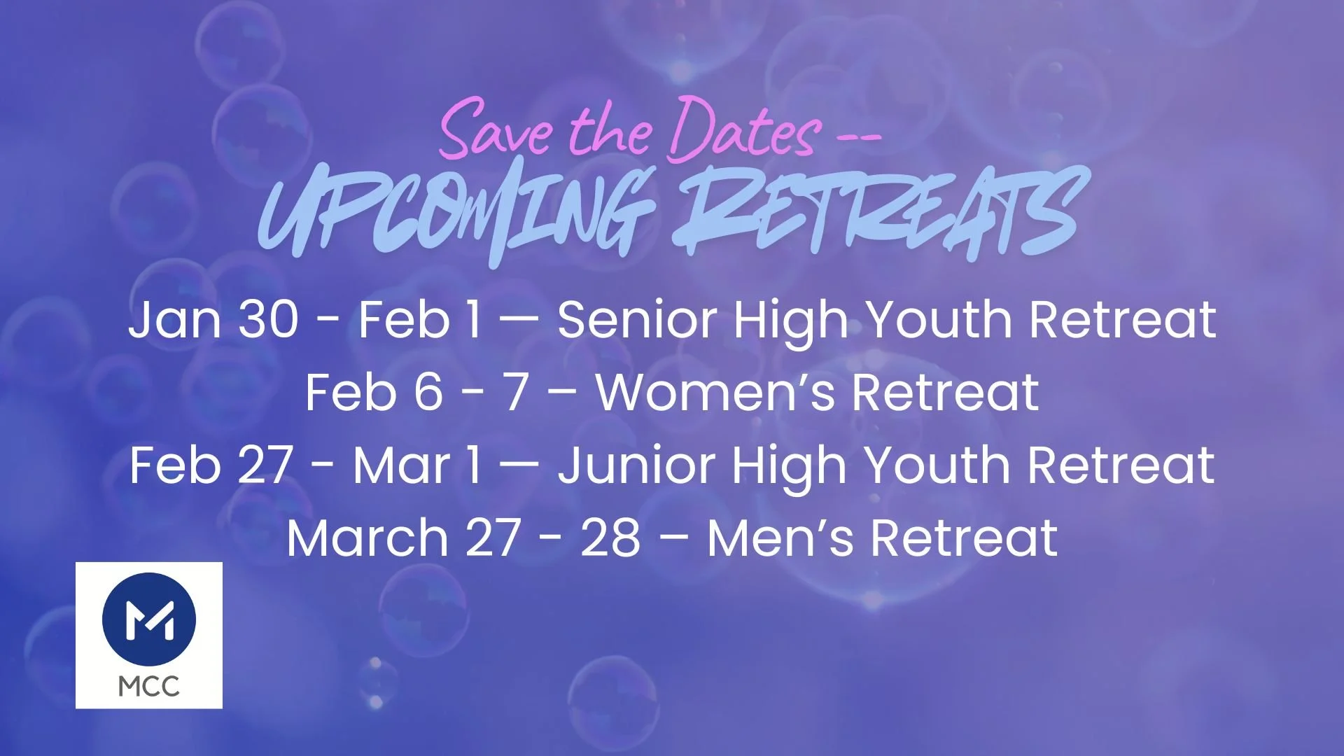 Upcoming Retreats