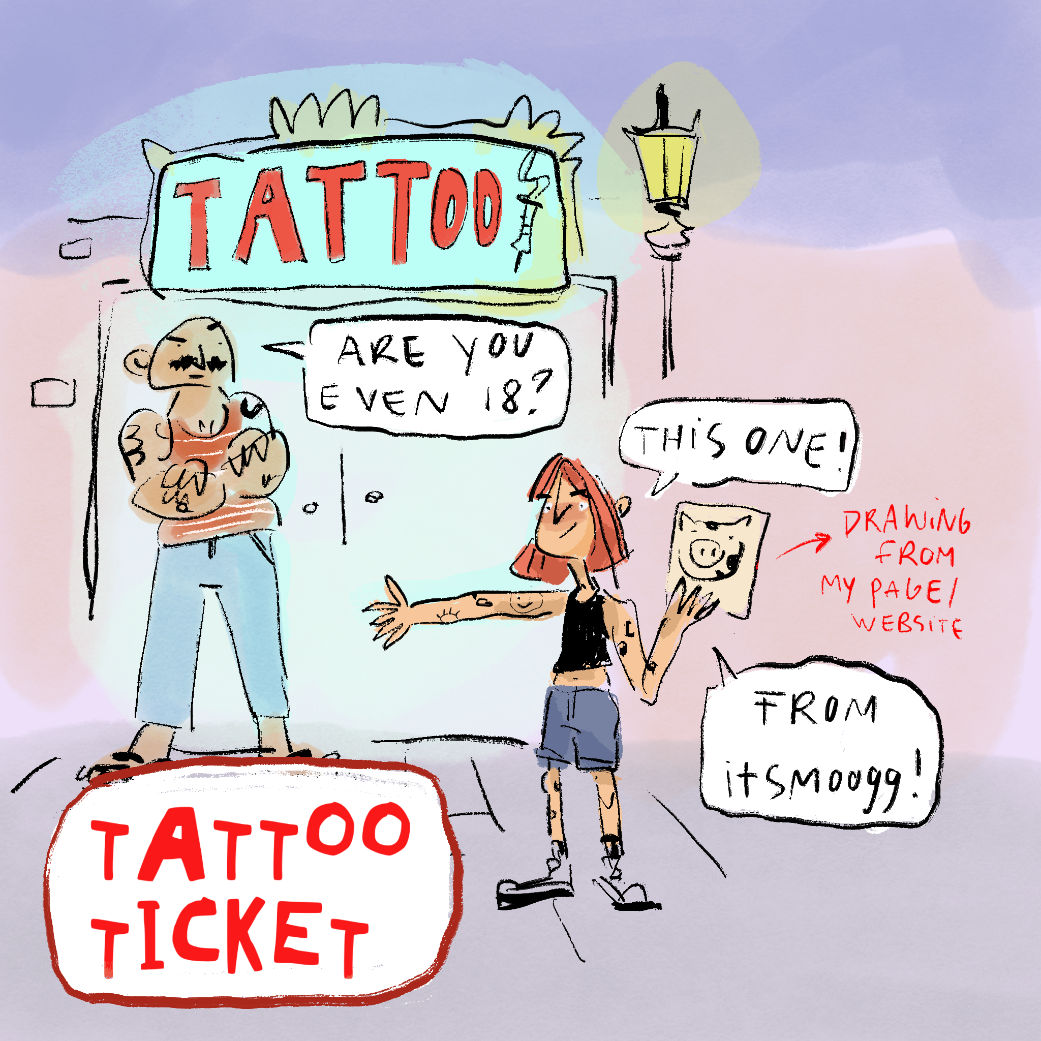 Tattoo Permission Ticket -  A little ticket to let your tattoo artist know I'm okay with you tattooing one of my drawings.