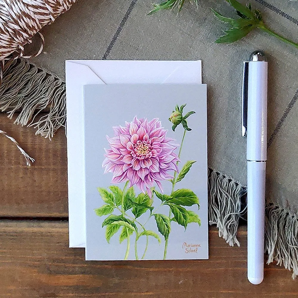 Minikort - Dahlia - Lyseblå BG