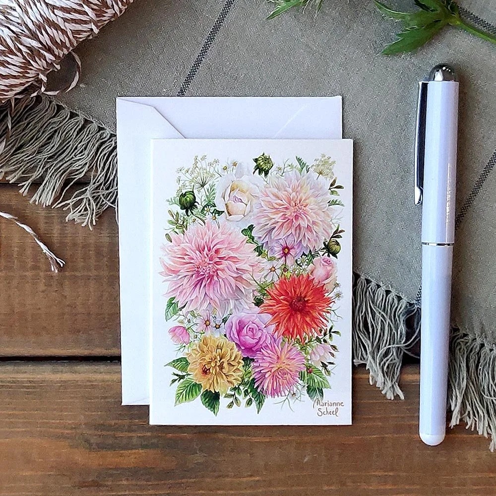 Minikort - Dahlia Have - Hvid BG