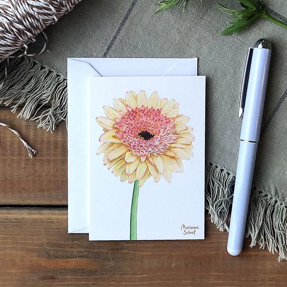 Minikort - Gerbera - Hvid BG