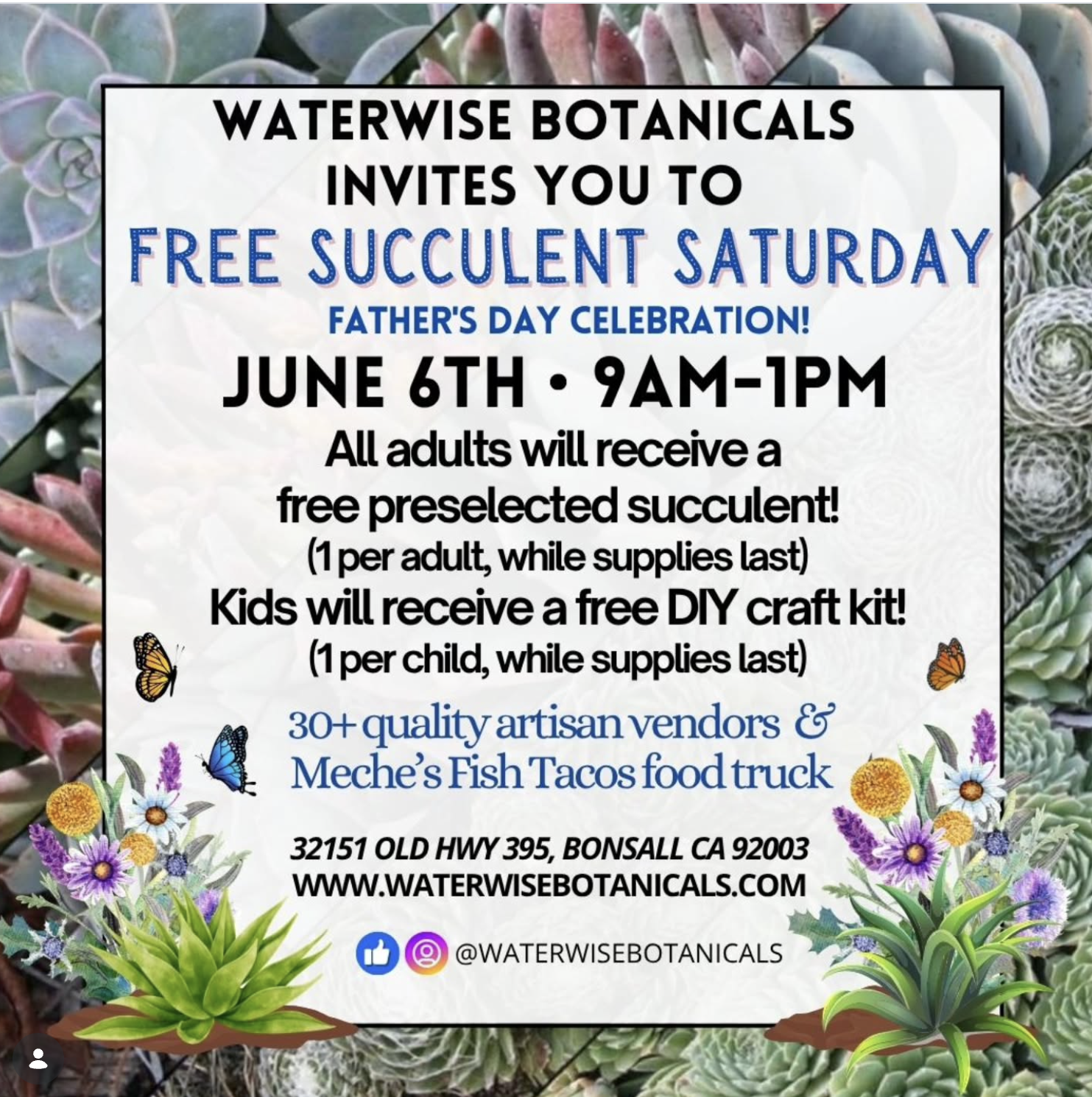 Waterwise Botanicals Father’s Day Free Succulent Saturday