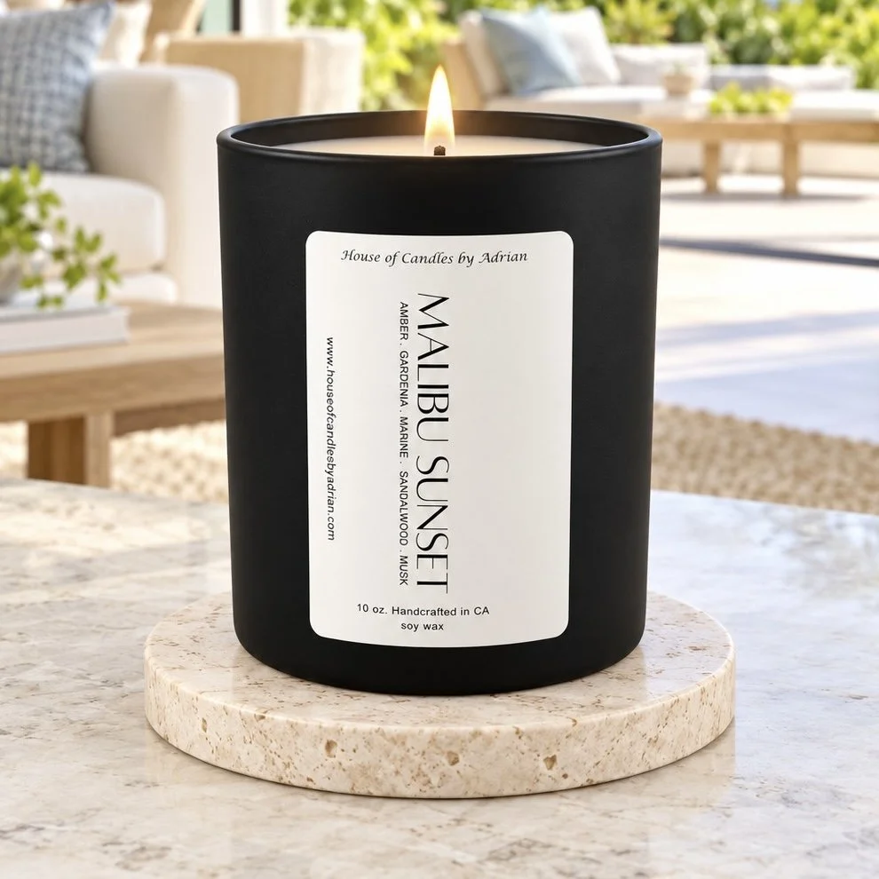 Malibu Sunset 10 oz. Candle in Matte Black