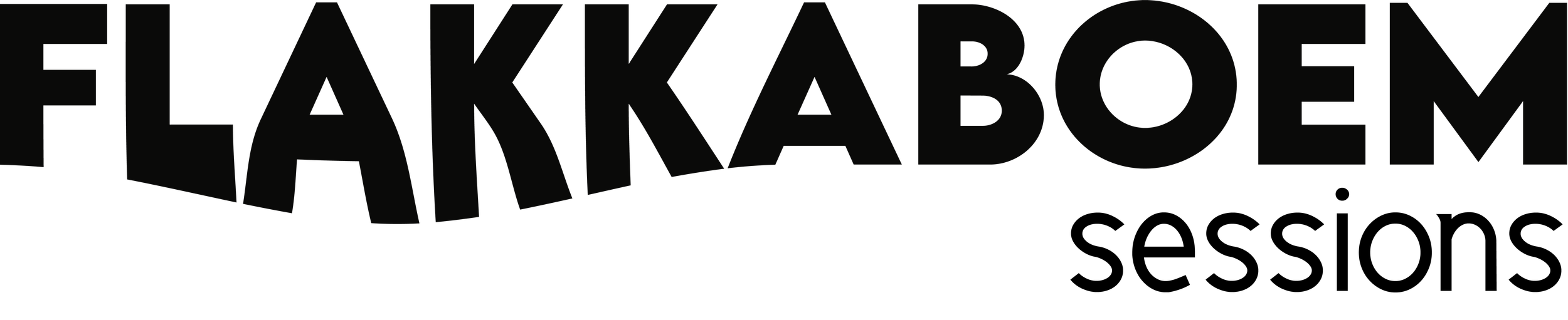 Een afbeelding met de tekst 'FLAKKABOEM' in grote, zwarte letters op een witte achtergrond.