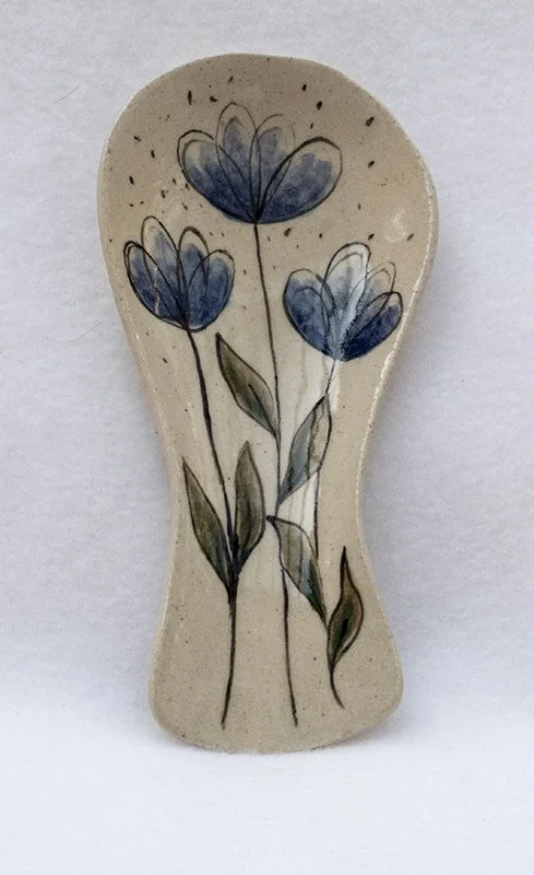 Blue Flowered Spoonrest