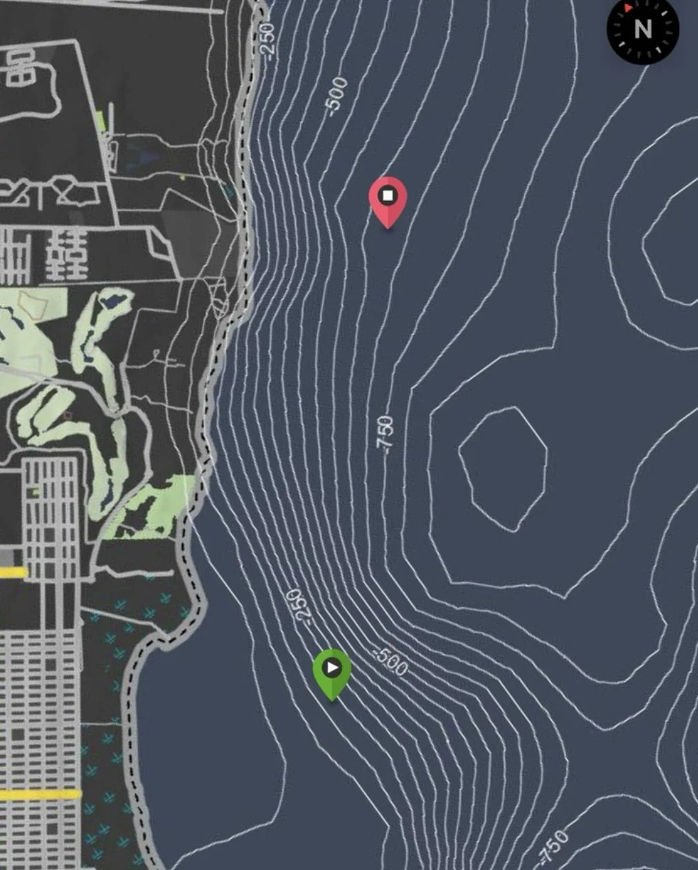 Dive entry and exit points