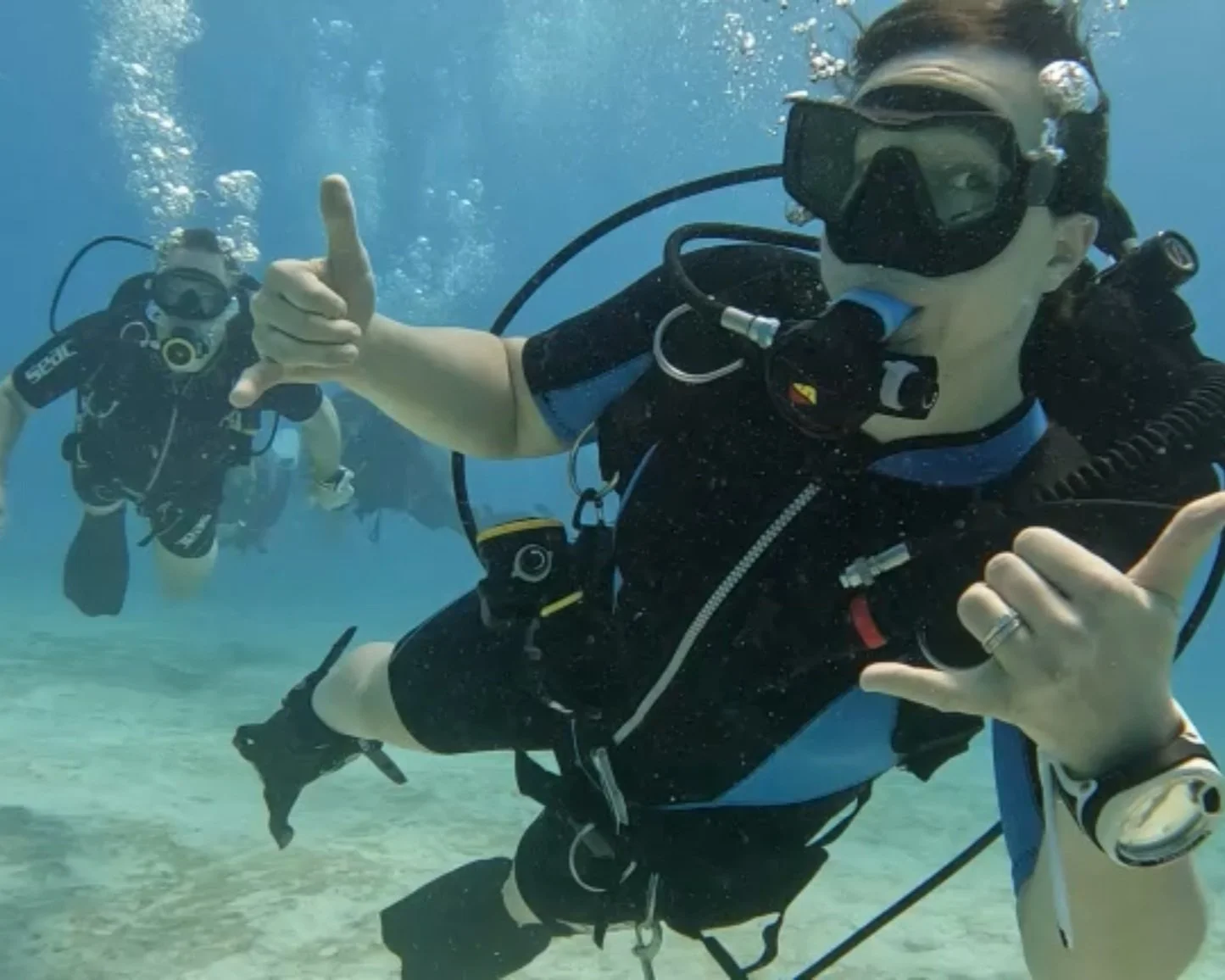 Happy newly certified diver