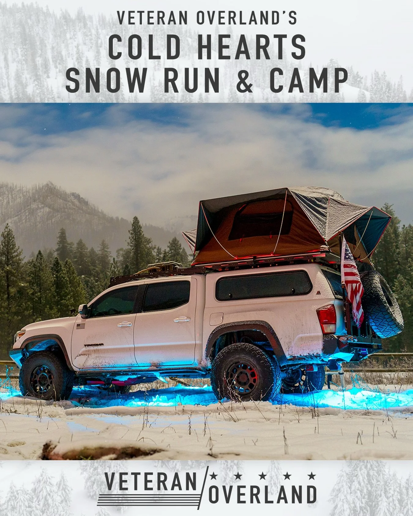 Veteran Overlands Annual Cold Hearts Run is coming to you February 21-22,2026! 

Join us for some fun in the snow in the beautiful Olympic National Forrest.

Registration opens January 13th at 7PM

///⁠

Veteran Overland is a 501(c)(3) focused on inc