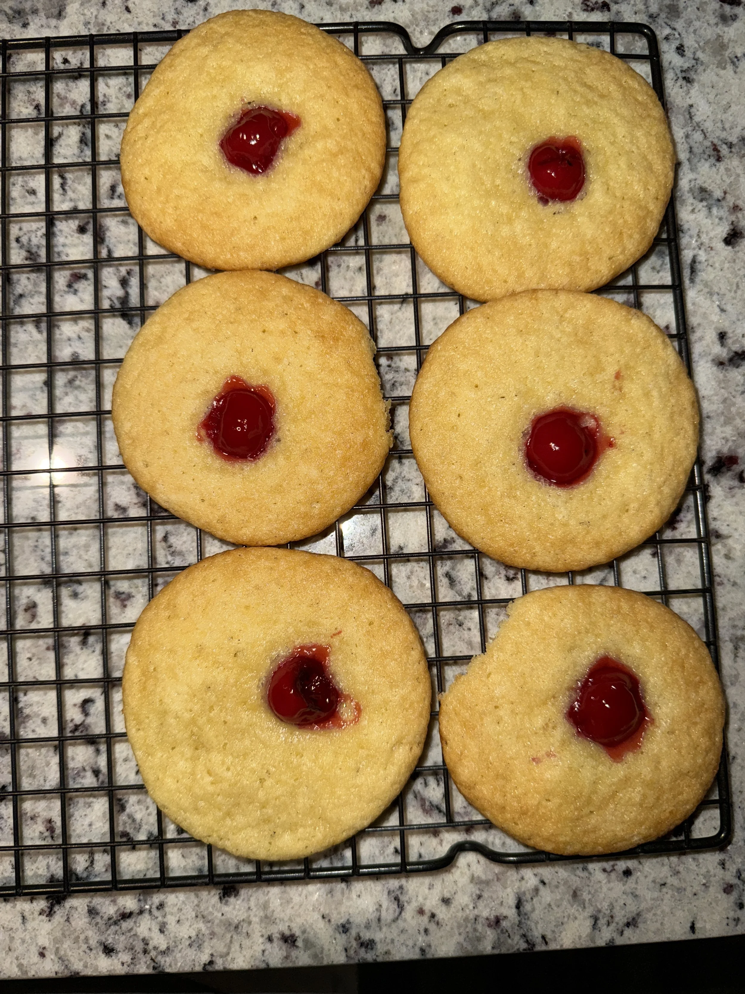 Cherry Square cookies before Powdered Sugar dusting