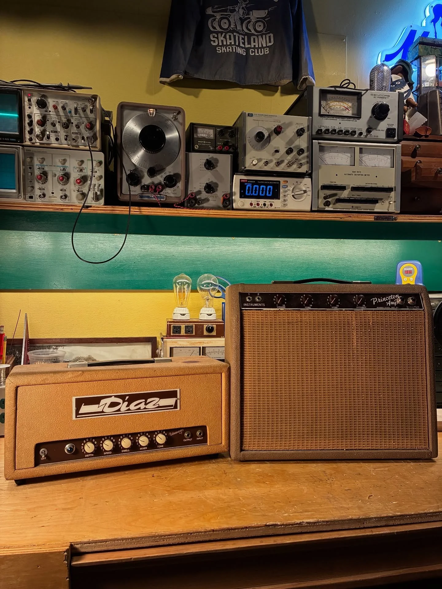 My friend James shocked me today when he showed up with this Diaz reverb unit and a brownie Princeton from 1962. + summer scenes