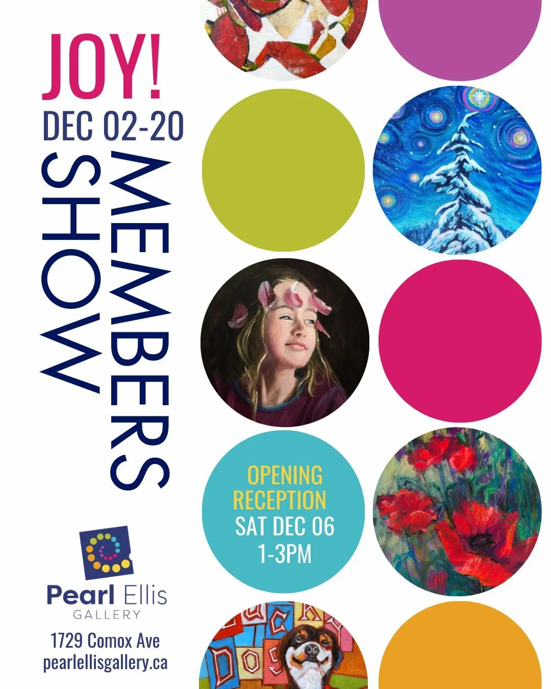 ✨ Celebrate the season with Joy, a non-juried Members&rsquo; Showcase. This exhibition features a wide range of styles and mediums, including painting, photography, glass, and sculpture, highlighting the creativity of Pearl Ellis Gallery members. 

➡