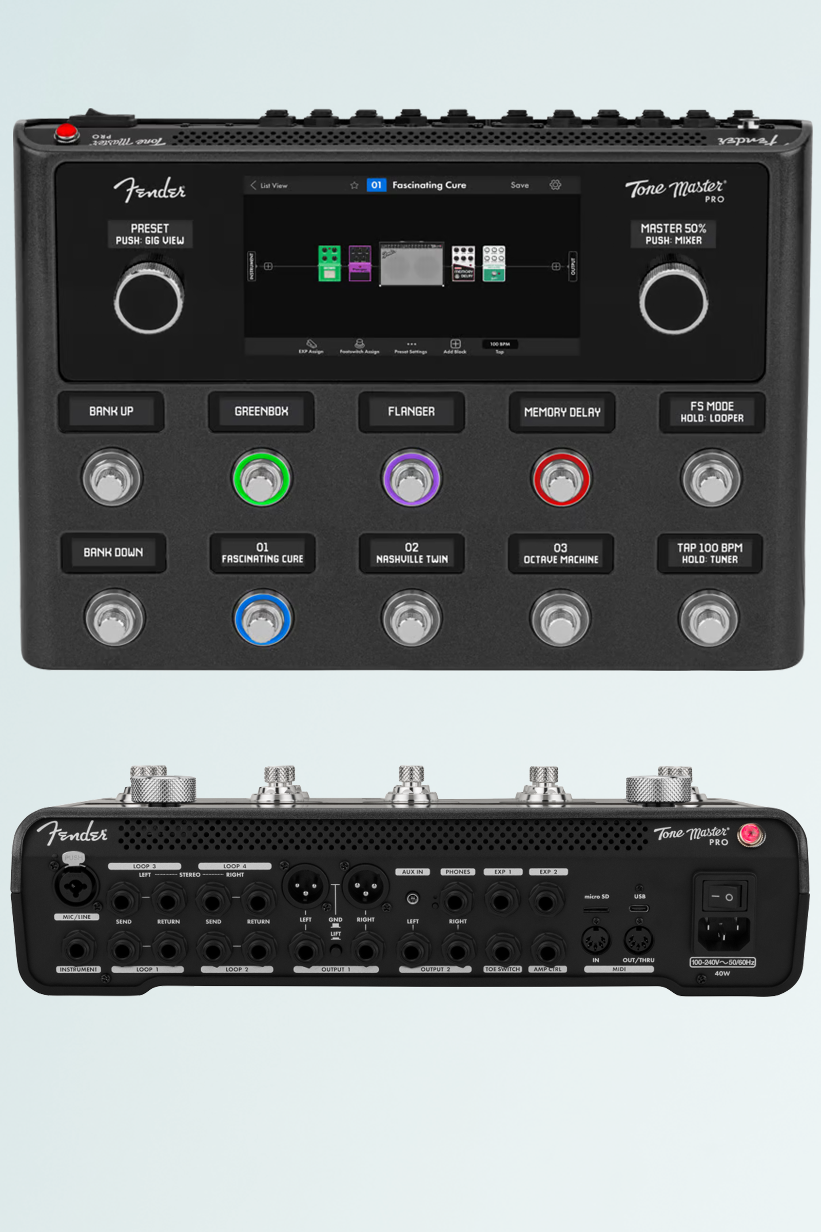 Fender Tone Master Pro Guitar Multi-Effects Processor Top and Rear.png