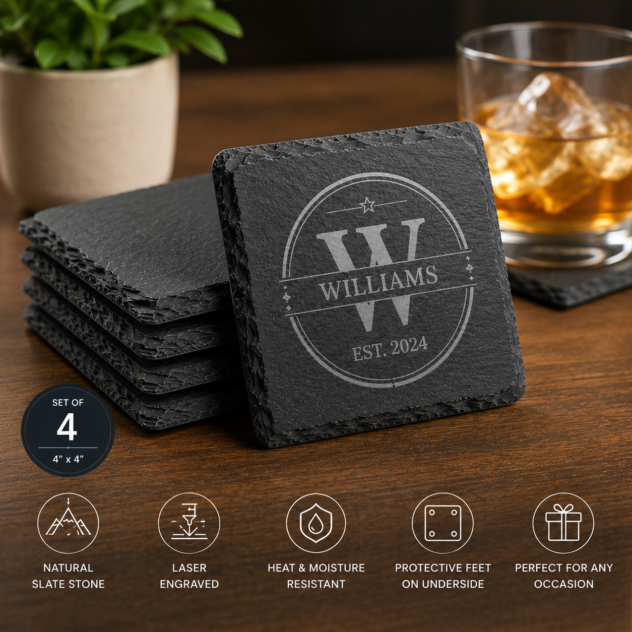 Slate Coaster  - Set of 4