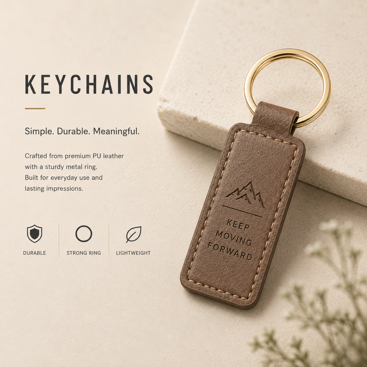 Custom Engraved Leather Keychain