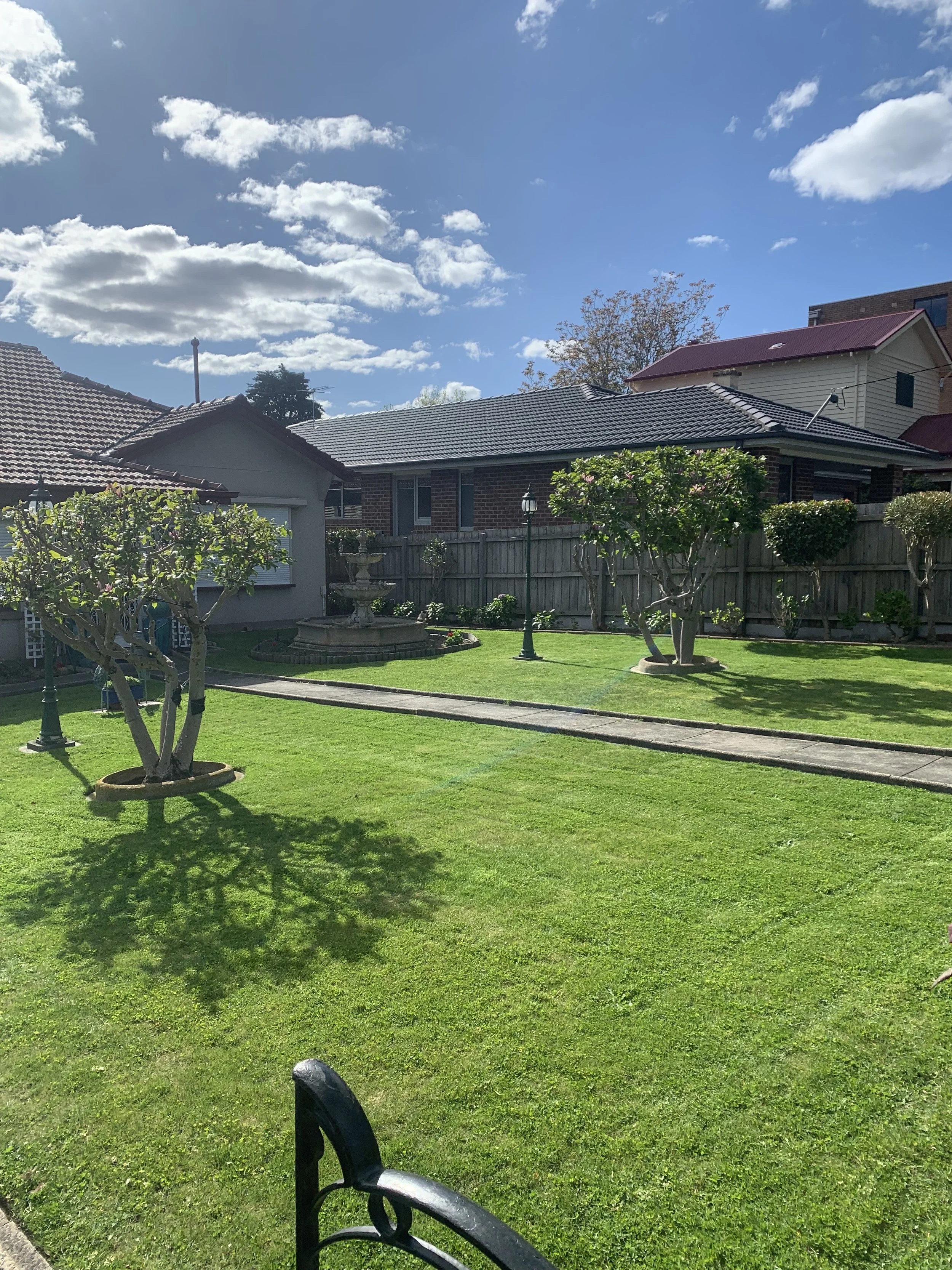 Two squares of well maintained lawn