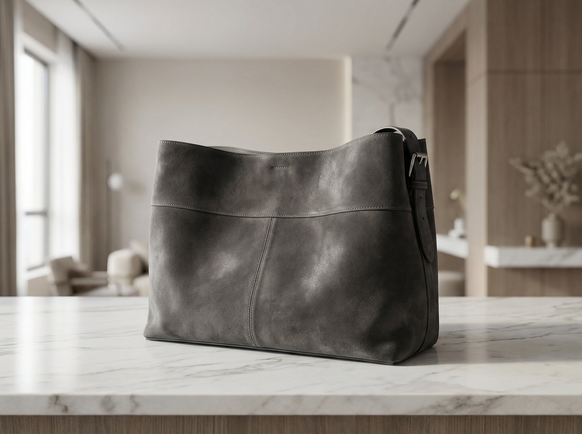 The Archives - Smokey Truffle Suede Tote