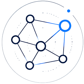 A digital illustration of a network of interconnected nodes and lines, representing a blockchain or decentralized system, with a dark background and glowing blue elements.