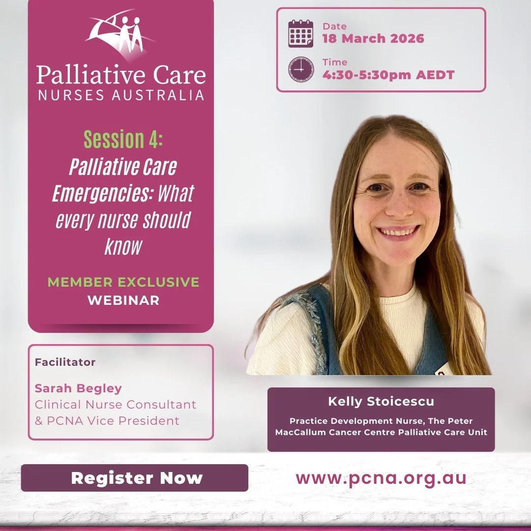 Education is a key benefit of PCNA membership.

Just a reminder that our upcoming PCNA member-exclusive webinar this Wednesday.

Palliative Care Emergencies: What Every Nurse Should Know will help strengthen knowledge and confidence when responding t