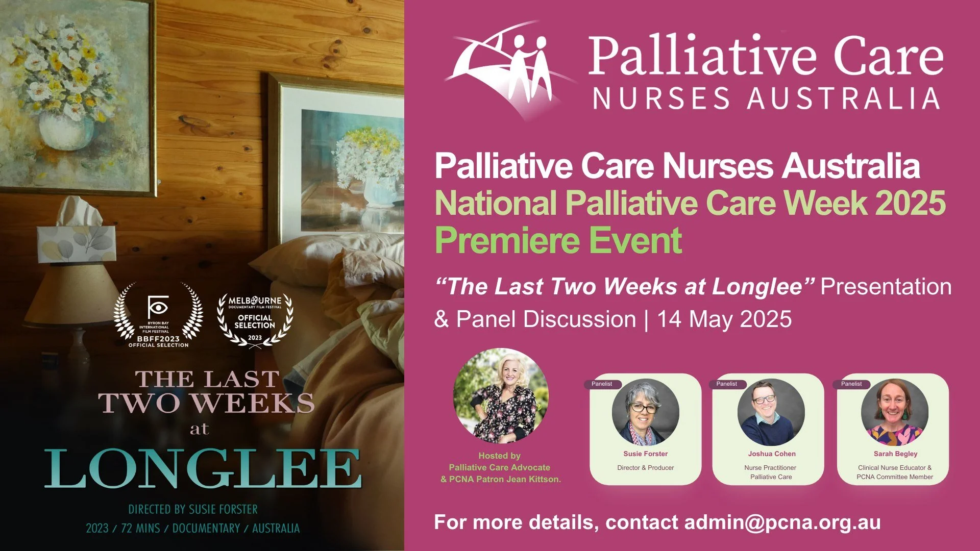 Belong means access to more.

A reminder for our members that The Last Two Weeks at Longlee, featured as our National Palliative Care Week 2025 premiere event, remains available to watch via the PCNA Member Hub.

This powerful and deeply personal doc
