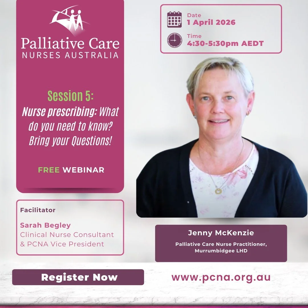 Have you registered for this week's FREE webinar?

Join Jenny McKenzie, Palliative Care Nurse Practitioner, as she explores what the new RN prescriber endorsement means in real terms.

This is your opportunity to hear directly from clinical practice,