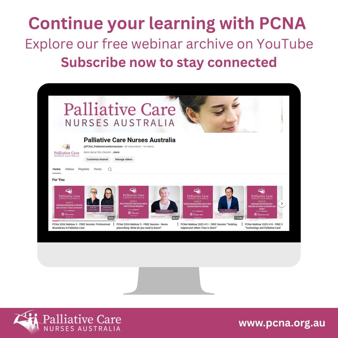 Looking to continue your learning in palliative care nursing?

Our free webinar archive on YouTube gives you access to a growing library of recordings covering clinical updates, practical topics and thoughtful conversations from across the sector.

W