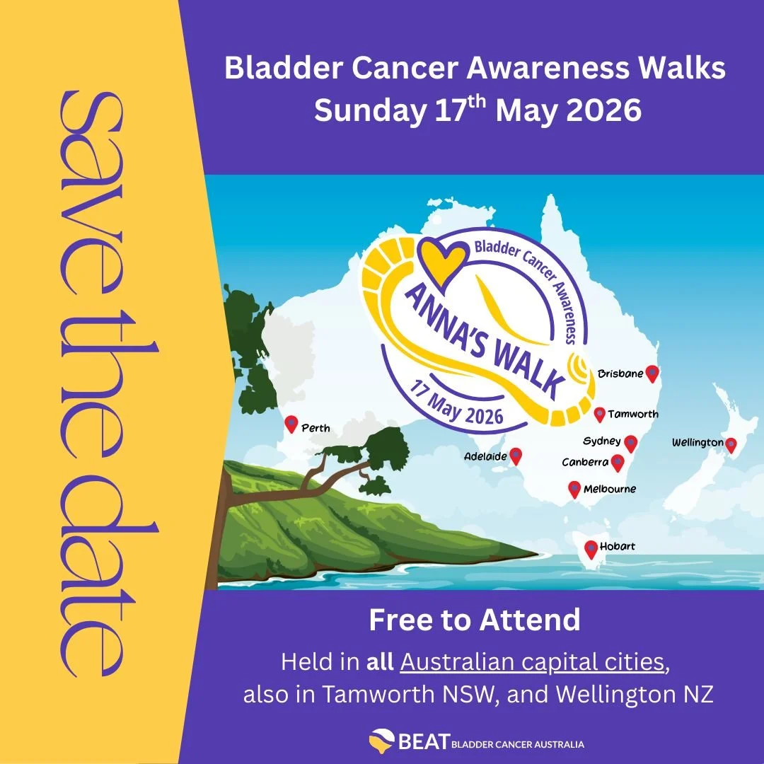 Support Anna&rsquo;s Walk 2026 | Walk for Bladder Cancer Awareness | Sunday 17 May 2026

Palliative Care Nurses Australia is pleased to share Anna&rsquo;s Walk 2026, a community event raising awareness of bladder cancer across Australia and New Zeala