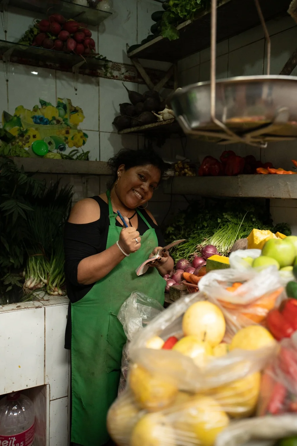 A market vendor in Lima