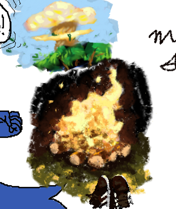 Panting of a fire done with a mouse in MS Paint.