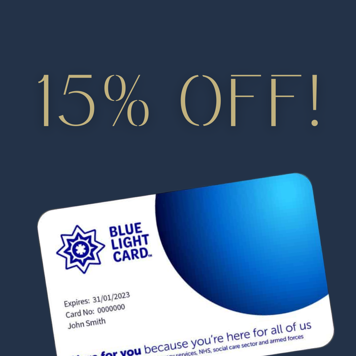20% Off Graphic with a Blue Light Card underneath