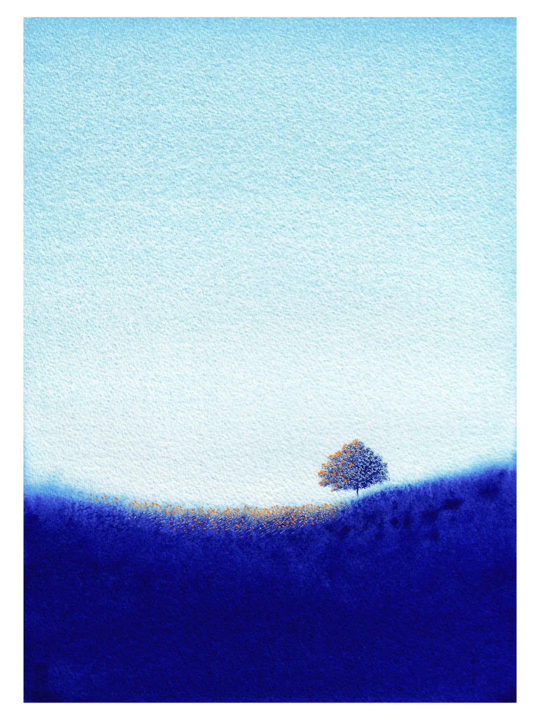 Trois bateaux en bois sur une mer bleue, illustration artistique à l'aquarelle.