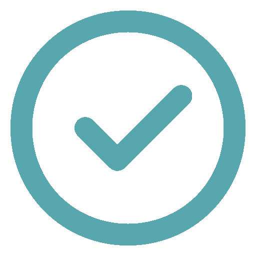 A blue check mark inside a circle, symbolizing correctness or approval.