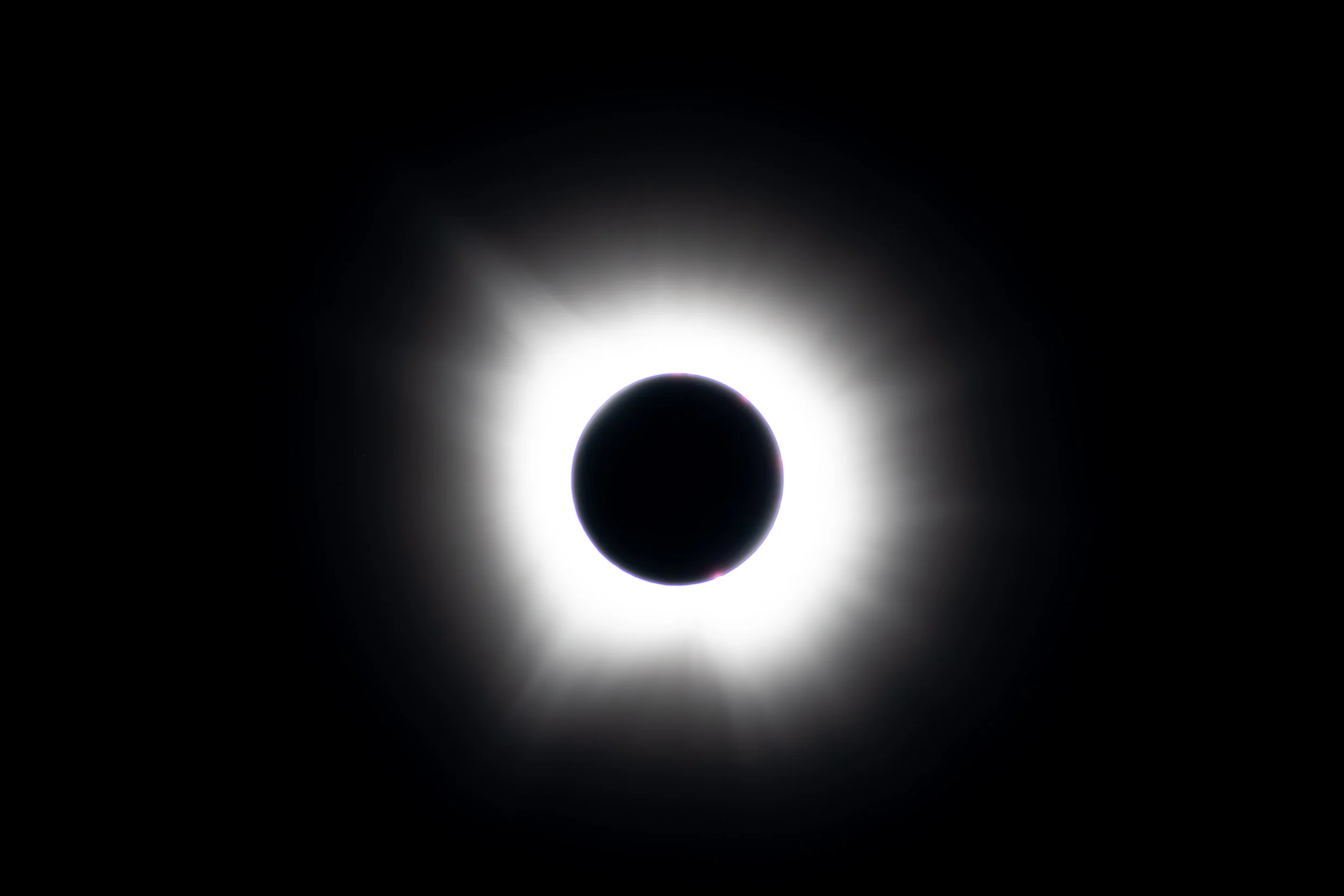 Total solar eclipse with prominence. Shot 8 April 2024 in Dallas, TX.