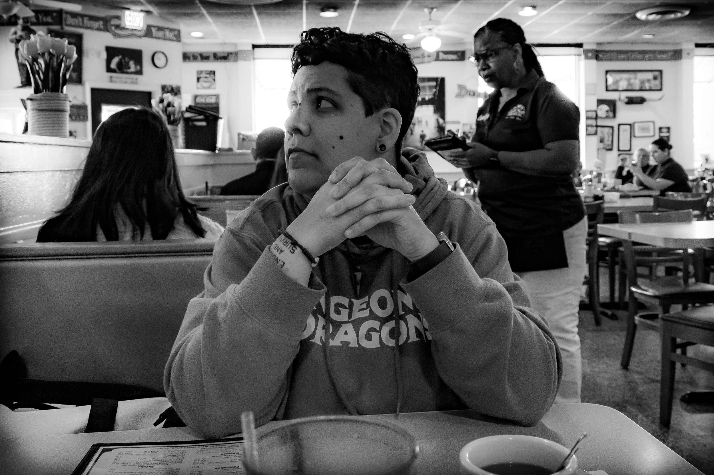 breakfast time at Mama's Daughters Diner, Dallas TX. Shot 4 April 2024.