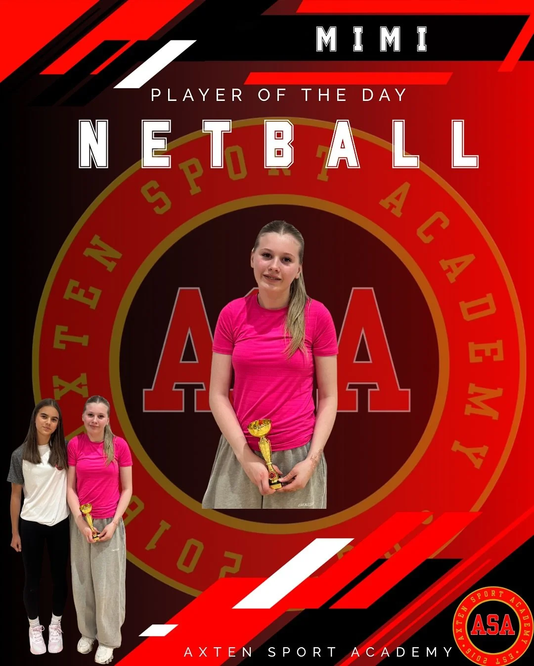 MIMI &amp; THEA 🏆 

My player of the day goes to this girl because of how confident and enthusiastic she was today. She was supportive to all her team mates and worked well with everyone. She put majorly improved her match play by taking on board ad