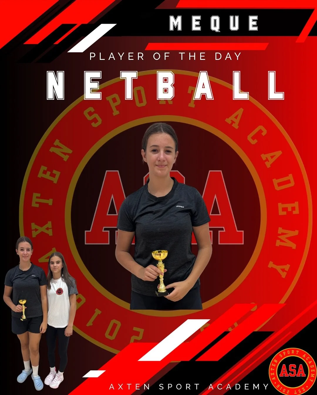 MEQUE &amp; LEAH 🏆 

My player of the day goes to a girl who has impressed me this entire week. Today our focus was on shooting and she outshone and really impressed me. Her shooting is always accurate and on point. During match play this girl then 