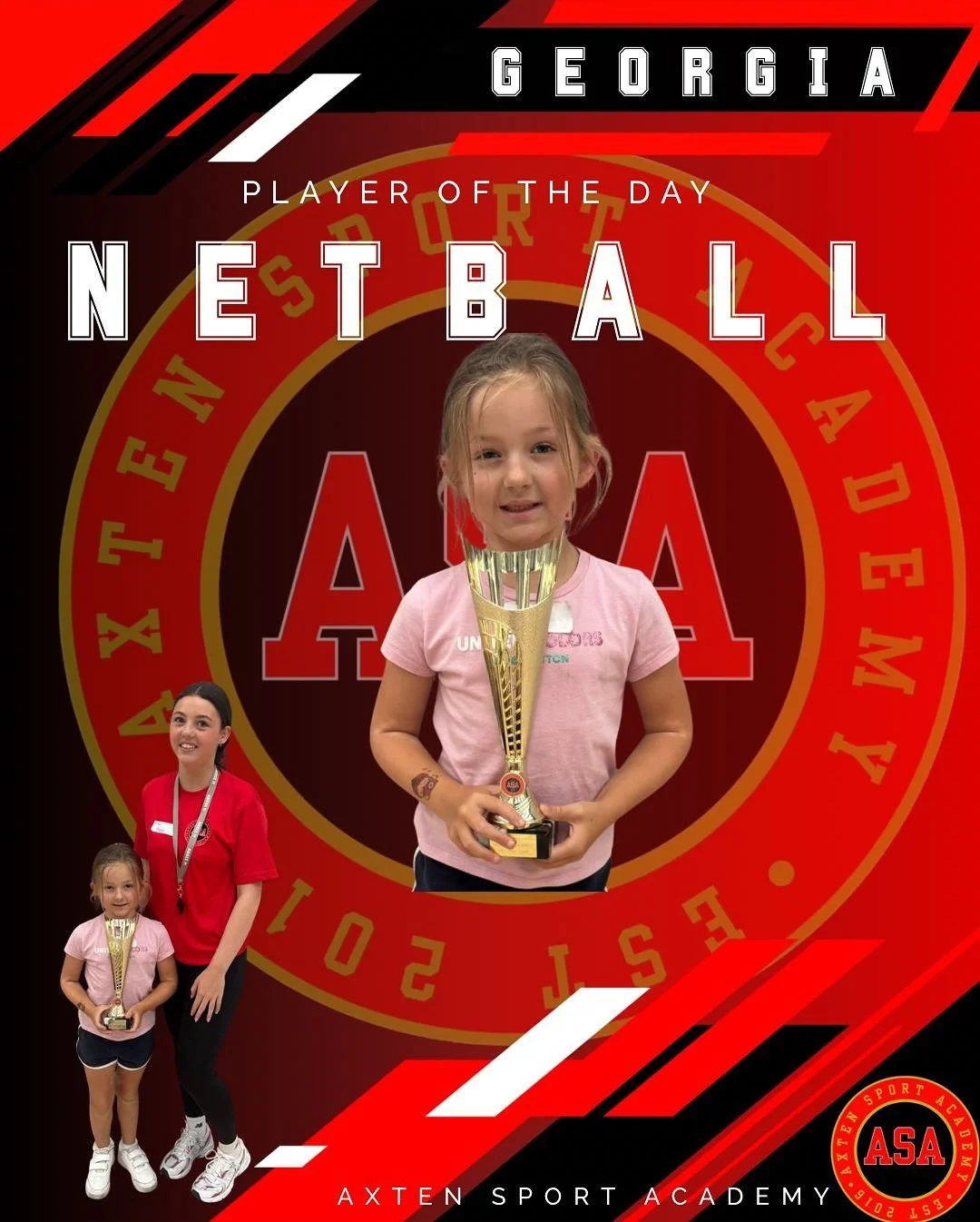 Georgia, Emily, Pippa &amp; Amy 🏆 

Today our focus was on defence, this player showed great skill in defensive positions and got lots of great interceptions in our matches. She always listens carefully and is a kind and caring member of the group. 