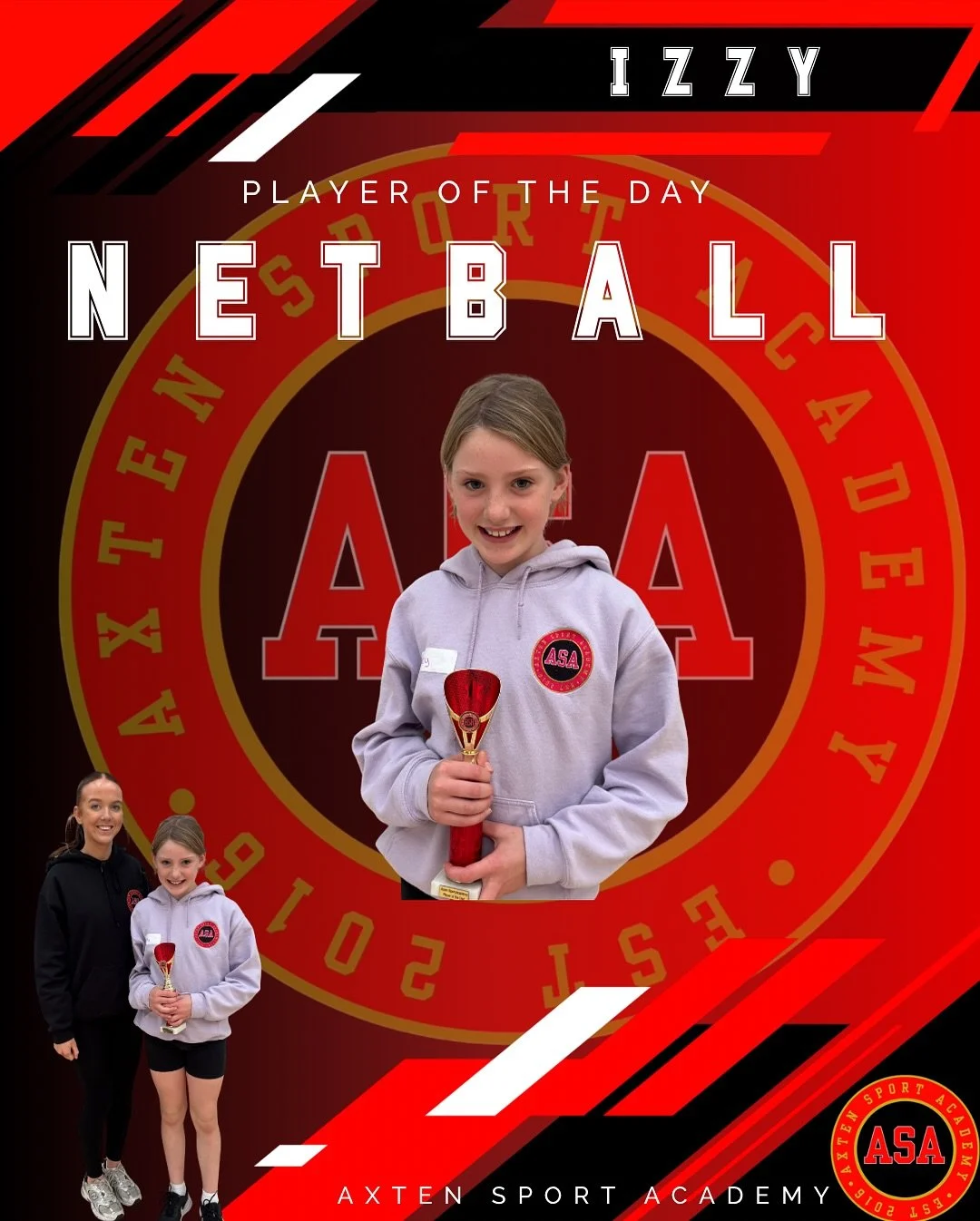 Wednesday ✨ 

IZZY
My player of the day goes to someone who has stood out to me since Monday. Today we did our defending workshop, this girl showed a superb knowledge of the defensive stages and how to defended and really applied this into her match 