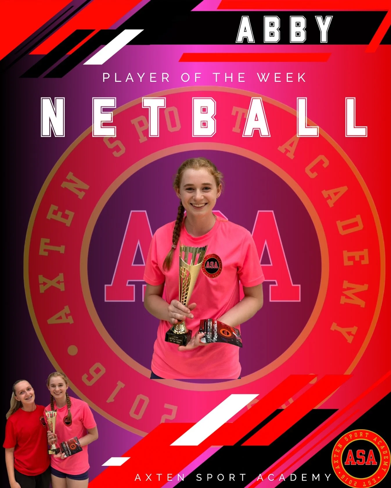 August Academy Throwback ❤️

PLAYER OF THE WEEK 

ABBY 

We have decided to give player of the week to a girl in the oldest group. This player is kind, friendly and always gives 110% effort in all netball and other activities. She is an excellent sho
