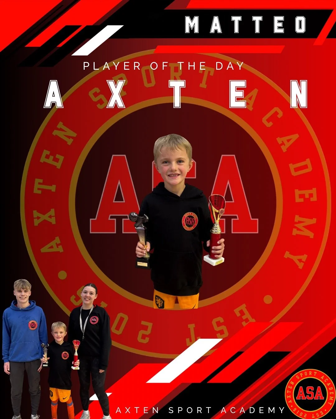 MATTEO 
Today our youngest groups worked together taking part in some team building activities and some fun games and quizzes. Our player of the day goes to this player as they have embraced the joint group and worked hard all day in every activity a