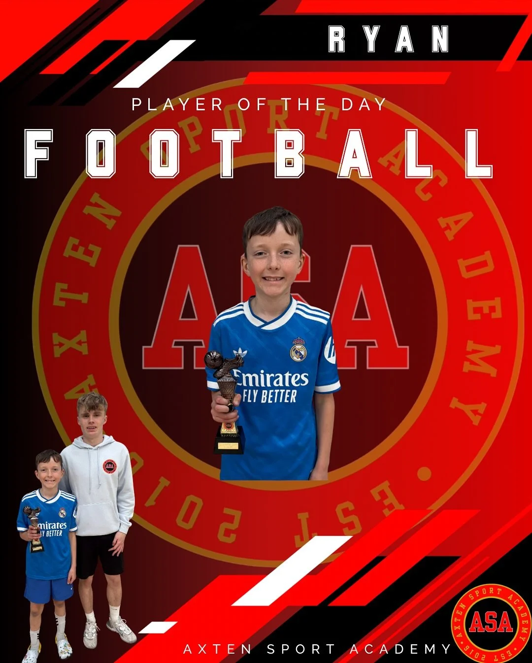 RYAN 
Our Player of the Day today is Ryan, who stood out during our 1v1-focused sessions. He showed an excellent understanding of how to deny space and use his body effectively to make attackers more predictable in their movements. He carried this in