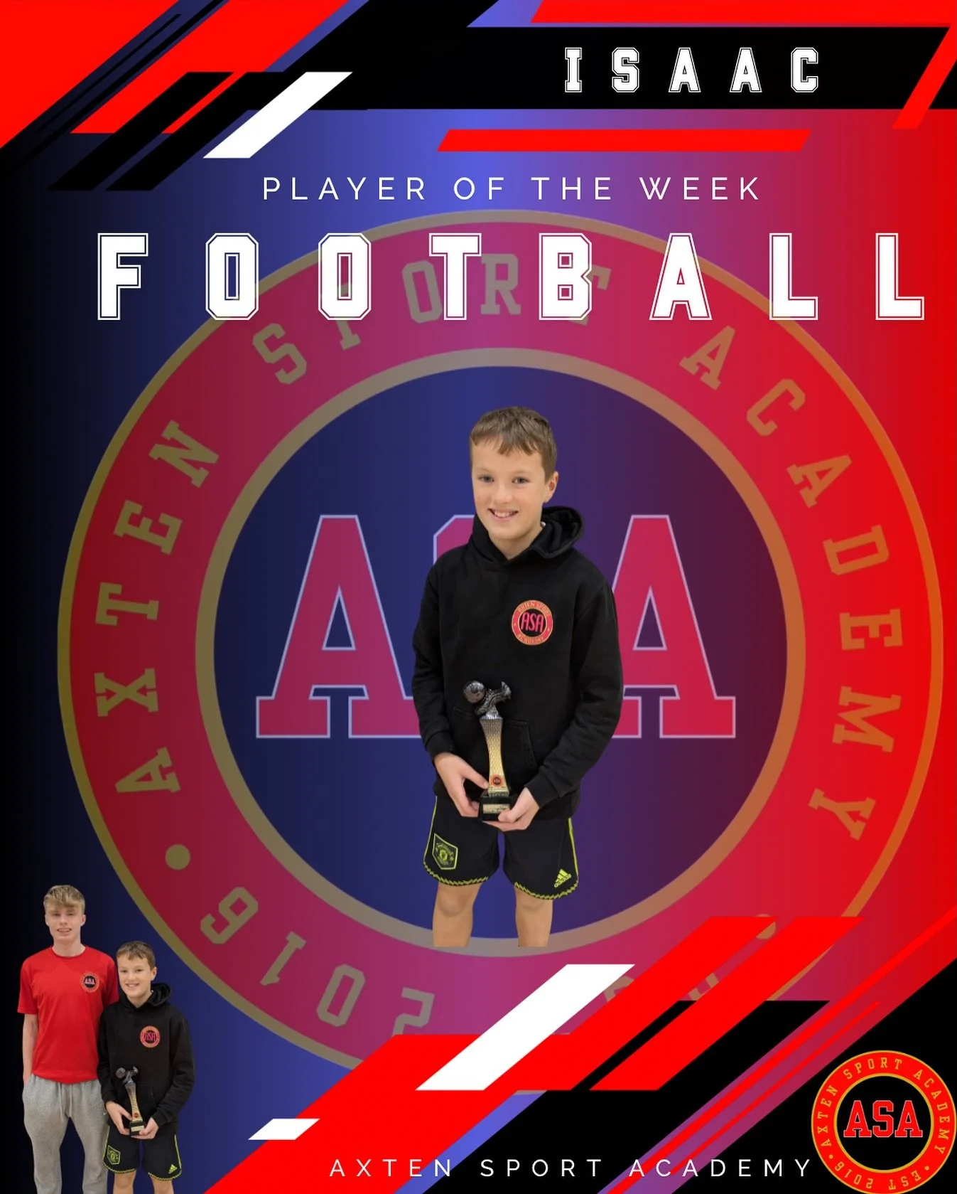 FOOTBALL PLAYER OF THE WEEK! 

ISAAC ✨ 

Issac is our player of the week for his outstanding level of performance across every session. He encompasses the values of inclusion and respect, by supporting his team mates through challenging tasks, whilst